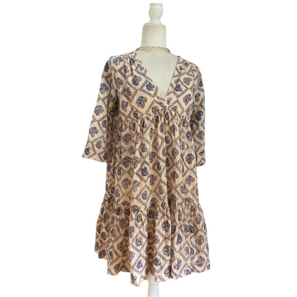 Roberta Roller Rabbit V Neck Print Baby Doll Dress Tiered - Picture 7 of 7